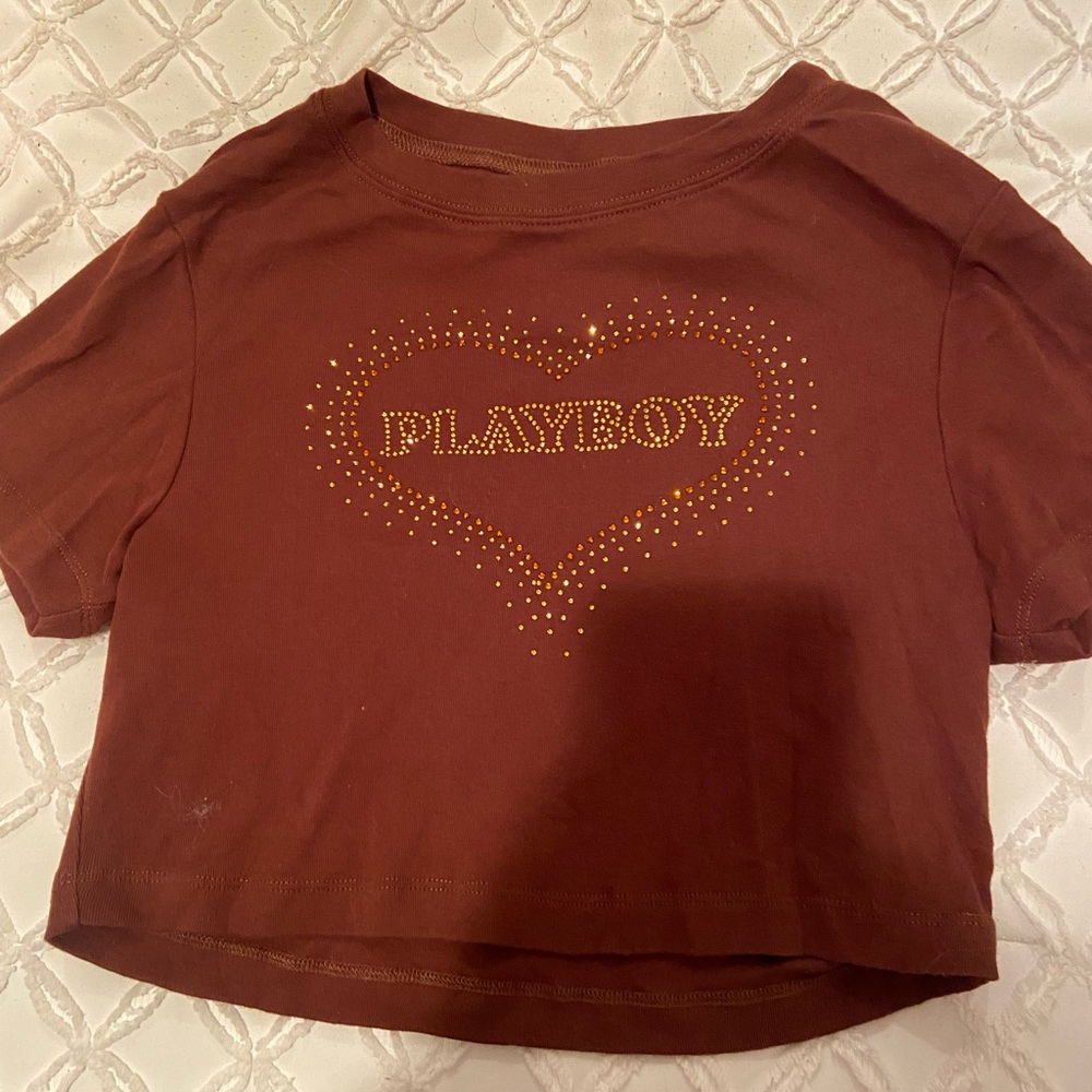 Pacsun playboy rhinestone t shirt